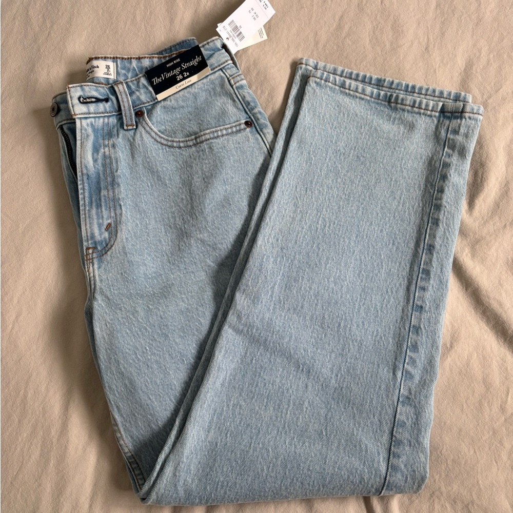 Abercrombie 26 curve love high rise vintage straight jeans